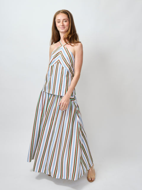 In the Name of Love Skirt, blue/green stripe