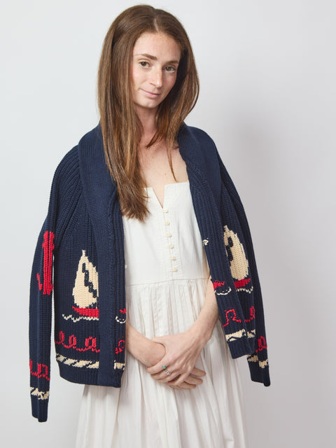 Sailboat Cardigan, Navy