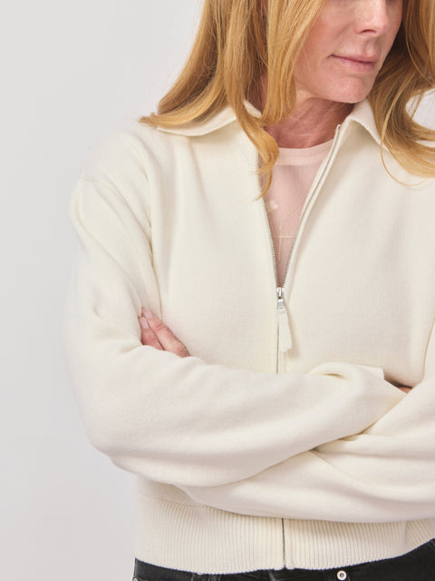 Zip Sweater Jacket, fleur de sel