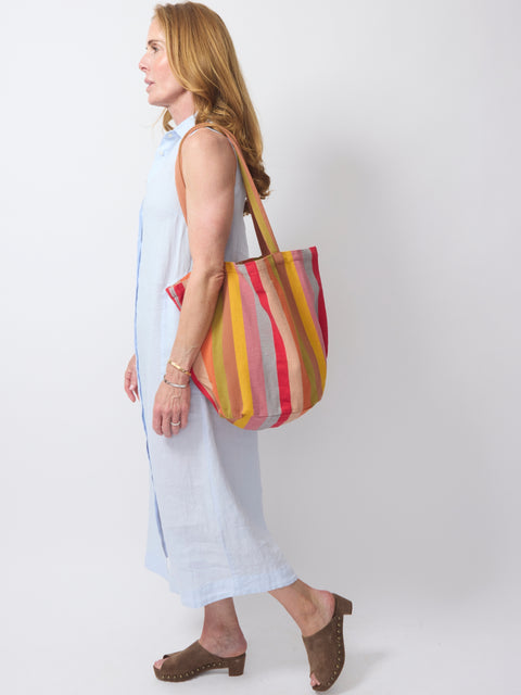 Garza Marfa Tote, Mauve Stripe