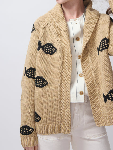 Swimming Fish Lodge Cardigan, natural
