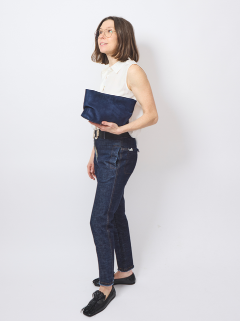 Nina Clutch, deep sea suede