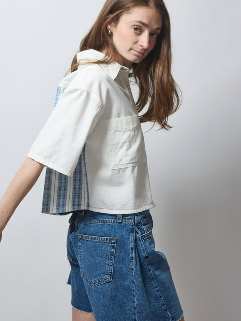 Short Sleeve Combo, White Sashiko