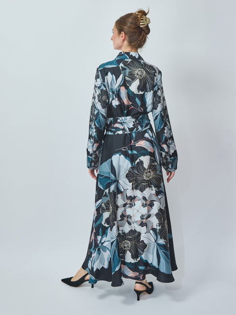 Black Poppy Silk Dress