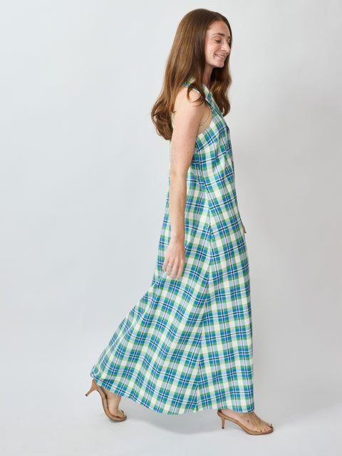 Take It or Sleeveless Dress, blue/green plaid