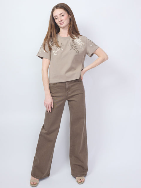 Sequin Tee, Dune