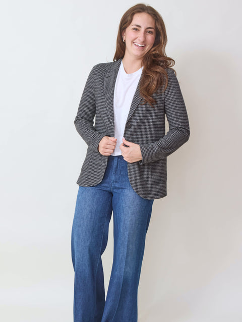 Boyfriend Blazer, salt/pepper houndstooth