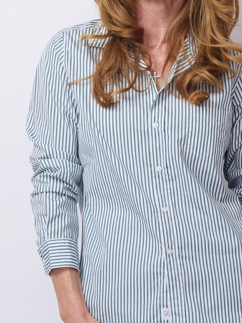 Barry Button-Up, Green Stripe