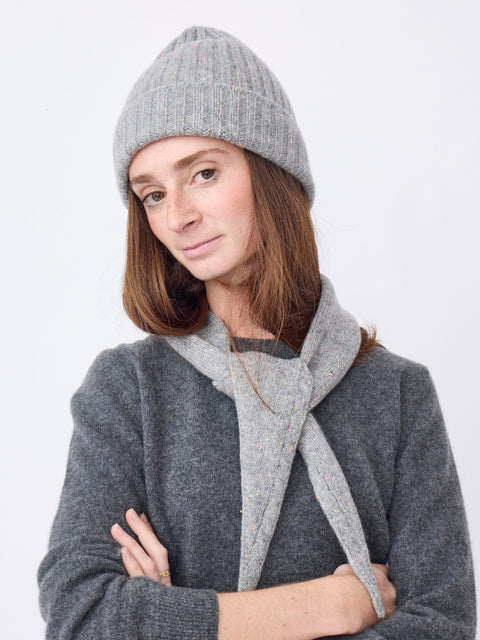 The Rib Beanie, Grey Confetti