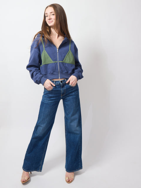 Bikini Bod Zip-Up Hoodie, blue/green