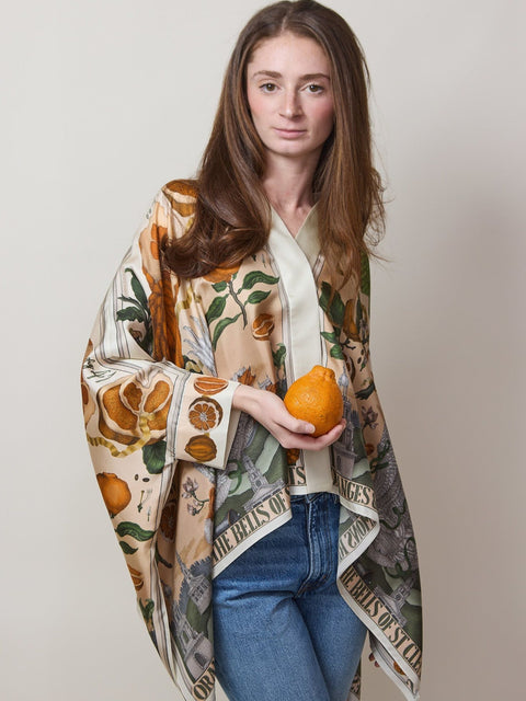 Oranges and Lemons, Silk Scarf Blouse, citrine/zest