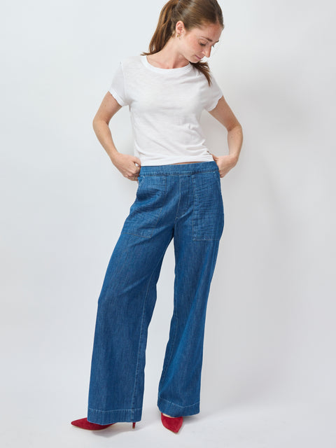 Madeline, Distressed Indigo Washed Denim