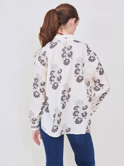 Kiki Flower Shirt, White Java