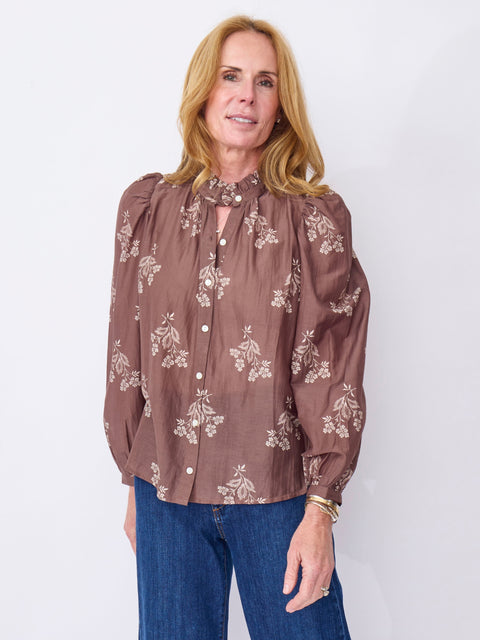 Annabel Doe Elderflower Shirt, Medium Brown