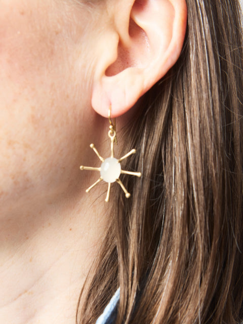 Stella White Quartz Bronze Earring