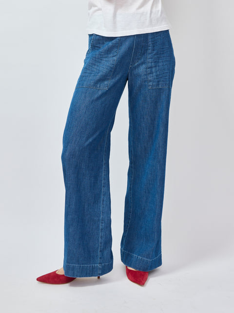 Madeline, Distressed Indigo Washed Denim