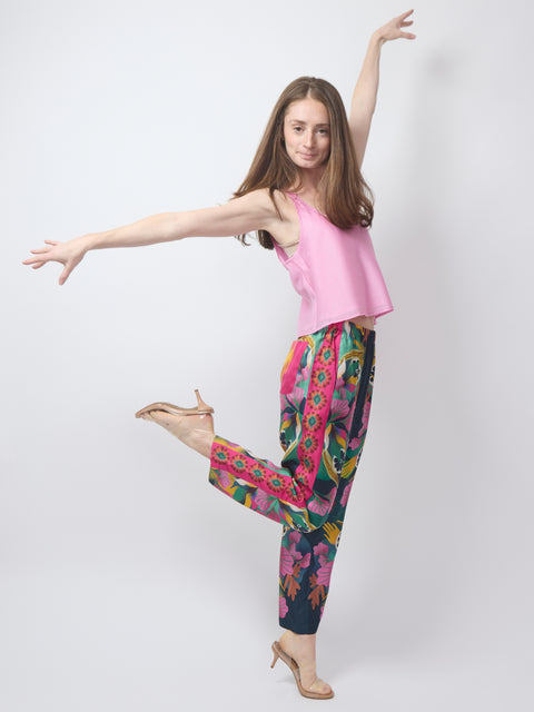 Aloe Silk Trousers, teal