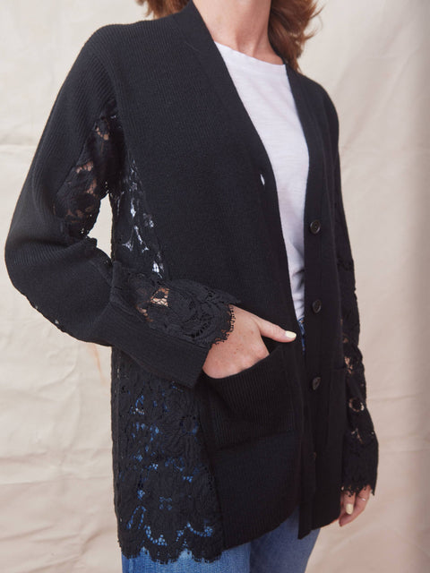 Lace Cardigan, Black