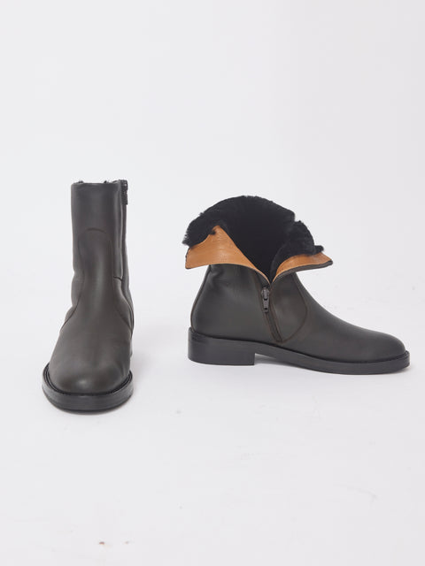 Theo Shearling Boot, dark brown leather
