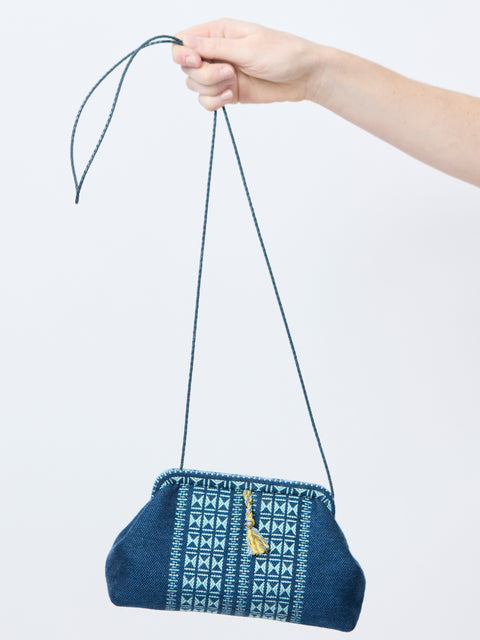 Liette, blue embroidered linen
