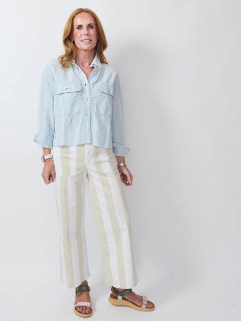 Crosby Stripe, blue linen