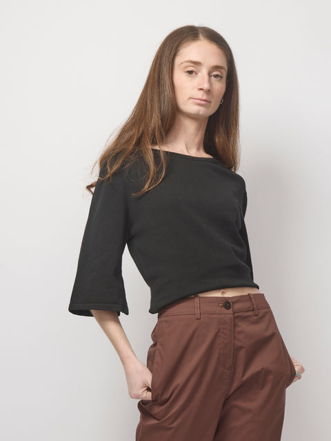 Half Sleeve Fitted Top, Black
