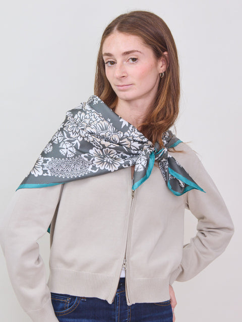 Blossom in Iron, silk wild rag