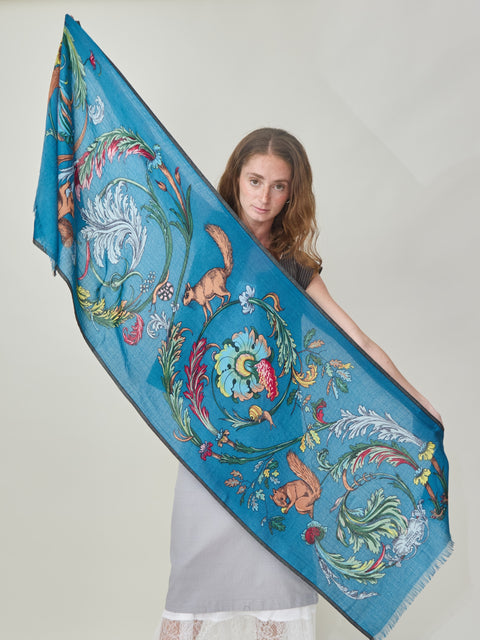 Rococo scarf, duck blue