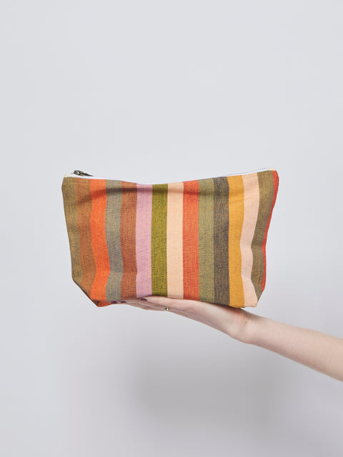 Cotton Canvas Pouch, Ochre Stripe