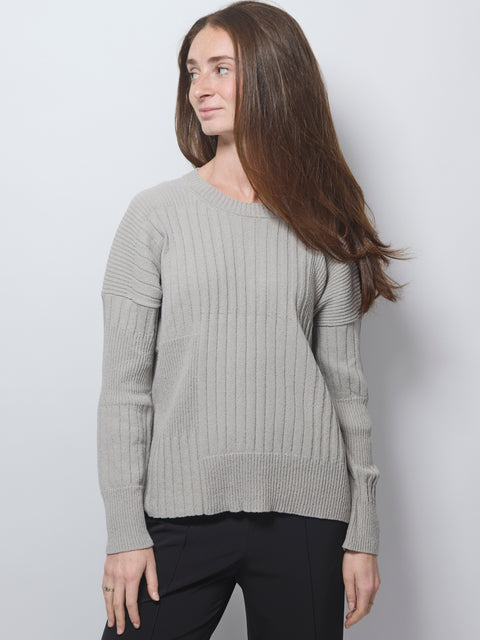 Textured Stripe Pullover, Cool Grey