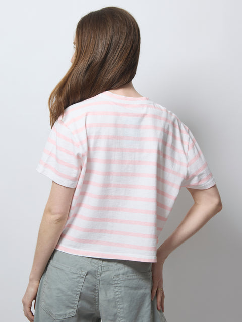 Shrunken Boy Tee, Thin Pink Stripe