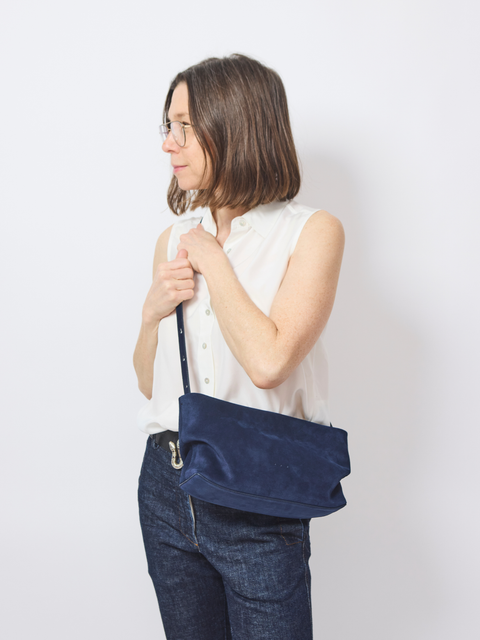 Nina Clutch, deep sea suede