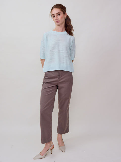 Textured S/S Sweater, flower milk