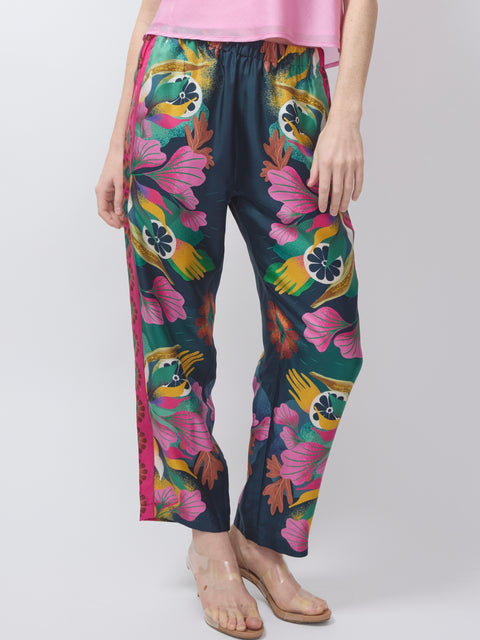 Aloe Silk Trousers, teal
