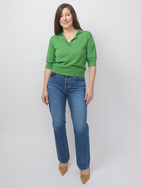 Polo Neck SS Sweater, Leaf