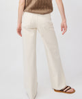 High-rise wide-leg bone denim pants with clean back pockets and a slightly relaxed fit.