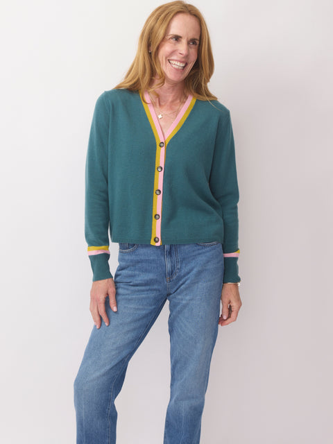 V-Cardigan, teal twilight