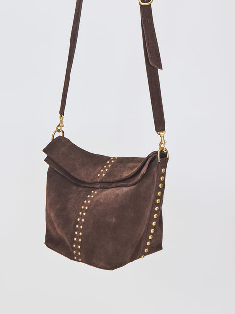 Dove Messenger, chocolate suede/brass
