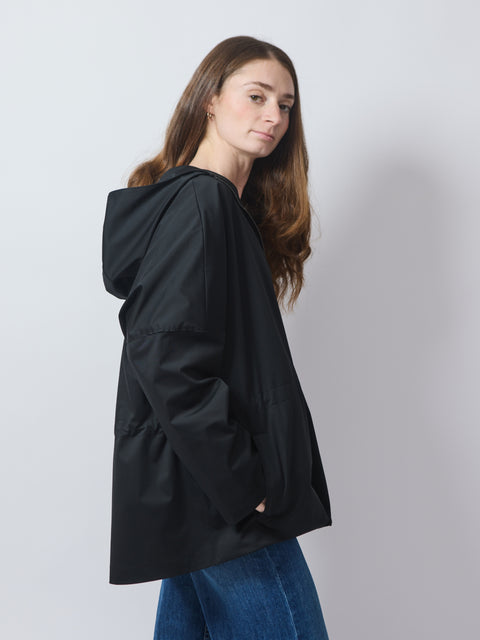 Hooded Drawstring Jacket, black
