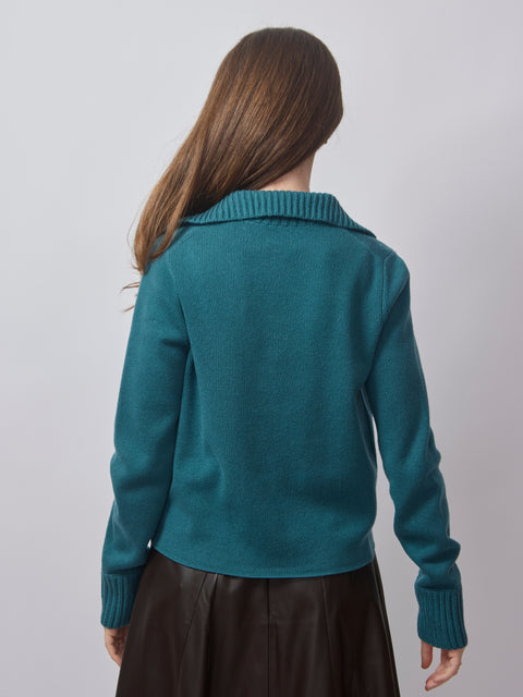 Collared Cardigan, Teal