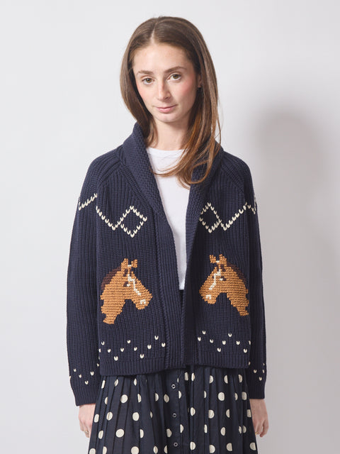Horse Lodge Cardigan, navy