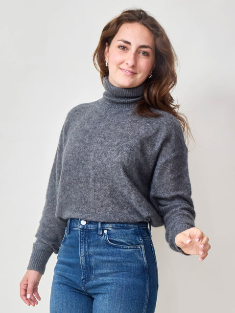 Tissue Weight Turtleneck, Charcoal
