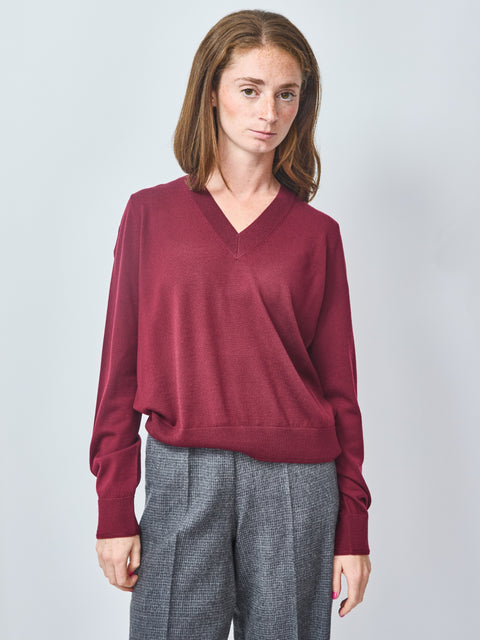 V-Neck Pullover, Sloe Gin