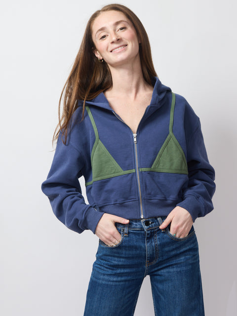 Bikini Bod Zip-Up Hoodie, blue/green