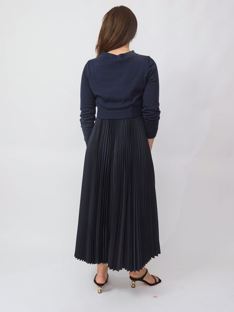 Pleated Two-Piece Dress, Paris Blue