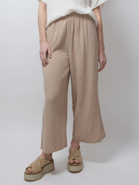 Easy Gauze Pant Wide, Sand Beige