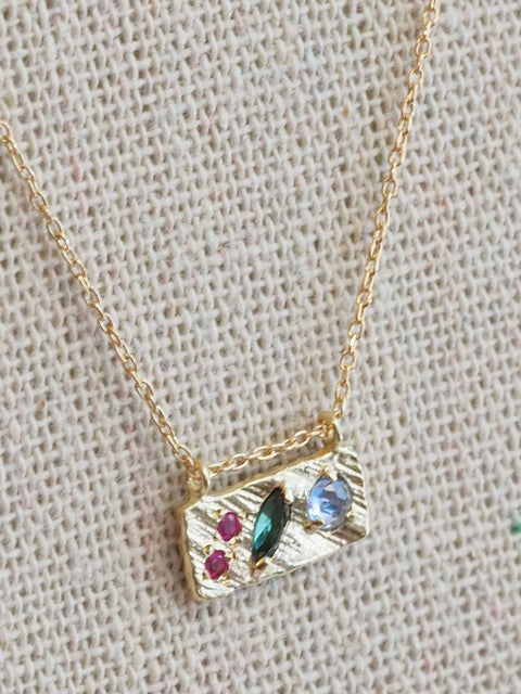 Spring Collage Necklace, 14k