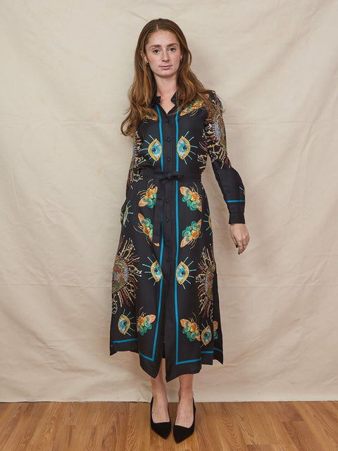 Embroidered Sun Silk Dress