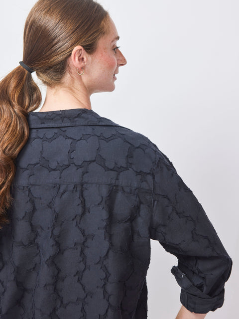 Mary, Textured Black Flowers