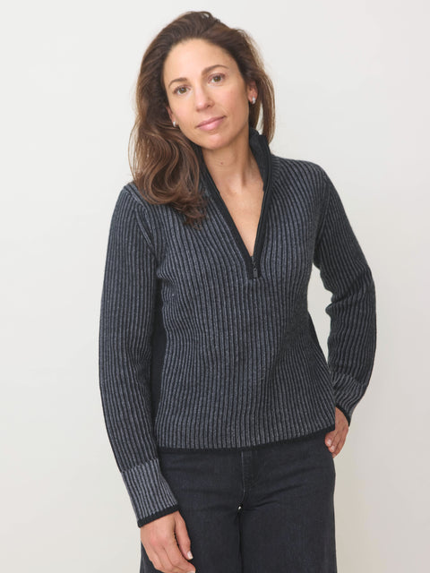 Plaited Rib Zip Mock, Flannel
